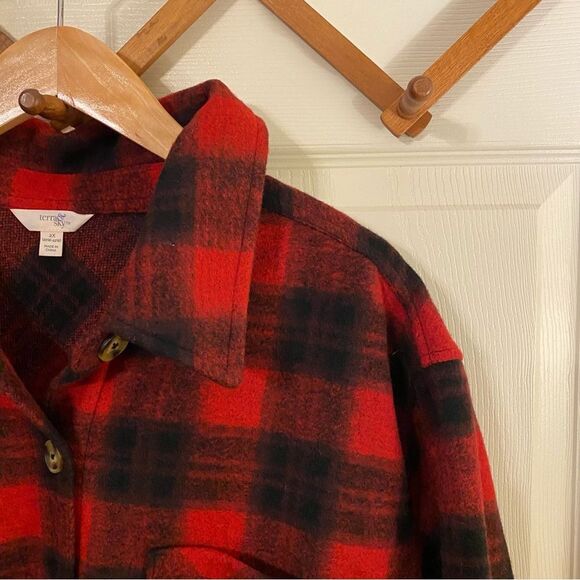 Terra & Sky Utility Jacket Red and Black Checkered Flannel - Picture 5 of 8